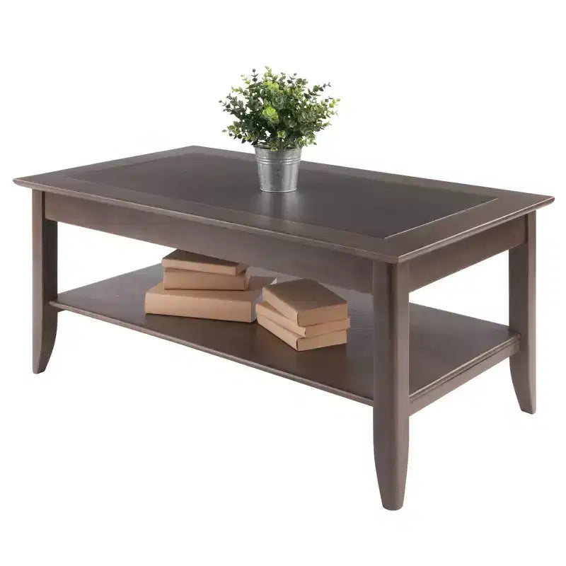 Table basse ronde Santino, gris huître, construction en bois, table basse compacte pour salon
