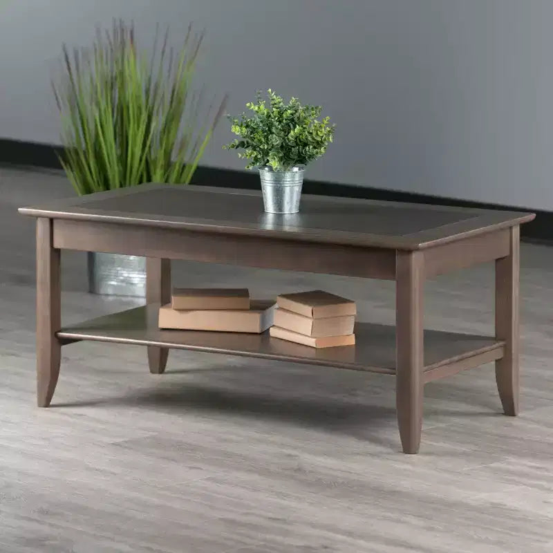 Table basse ronde Santino, gris huître, construction en bois, table basse compacte pour salon