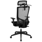 Fauteuil de bureau ergonomique en maille, inclinaison synchrone, appui-tête pivotant, soutien lombaire, accoudoirs réglables