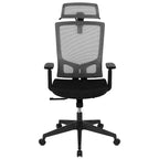 Fauteuil de bureau ergonomique en maille, inclinaison synchrone, appui-tête pivotant, soutien lombaire, accoudoirs réglables