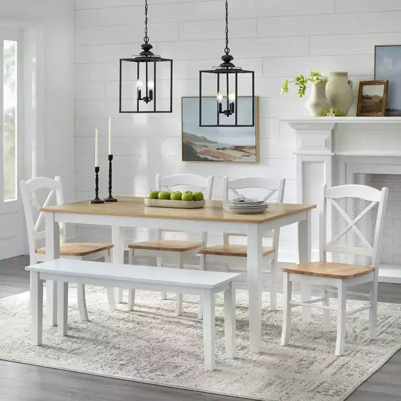 Table à manger rectangulaire en bois massif Havana, bois dur durable, mobilier de salle à manger classique