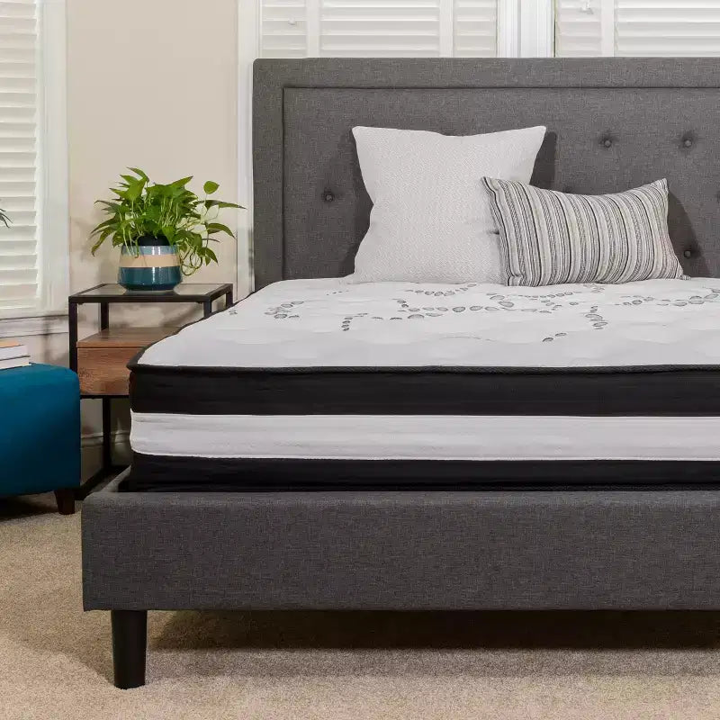 Matelas en mousse et ressorts ensachés de 12 po en boîte, Lit simple/double/grand, Confort anti-pression