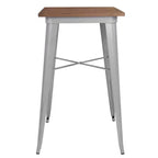 Table carrée en bois et métal de 23,75", table de bar/bistro pour cuisine et salle à manger