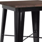 Table carrée en bois et métal de 23,75", table de bar/bistro pour cuisine et salle à manger