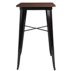 Table carrée en bois et métal de 23,75", table de bar/bistro pour cuisine et salle à manger