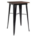Table carrée en bois et métal de 23,75", table de bar/bistro pour cuisine et salle à manger
