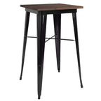 Table carrée en bois et métal de 23,75", table de bar/bistro pour cuisine et salle à manger