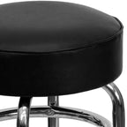Tabouret de bar/comptoir chromé double anneau sans dossier, style restaurant, rétro