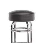 Tabouret de bar/comptoir chromé double anneau sans dossier, style restaurant, rétro