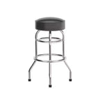 Tabouret de bar/comptoir chromé double anneau sans dossier, style restaurant, rétro
