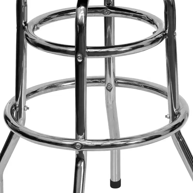 Tabouret de bar/comptoir chromé double anneau sans dossier, style restaurant, rétro