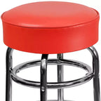 Tabouret de bar/comptoir chromé double anneau sans dossier, style restaurant, rétro