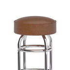 Tabouret de bar/comptoir chromé double anneau sans dossier, style restaurant, rétro
