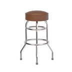 Tabouret de bar/comptoir chromé double anneau sans dossier, style restaurant, rétro