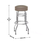 Tabouret de bar/comptoir chromé double anneau sans dossier, style restaurant, rétro