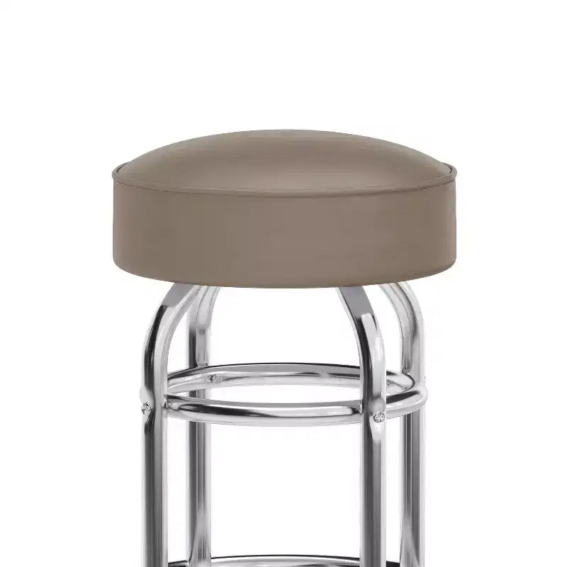 Tabouret de bar/comptoir chromé double anneau sans dossier, style restaurant, rétro