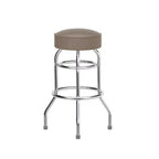Tabouret de bar/comptoir chromé double anneau sans dossier, style restaurant, rétro