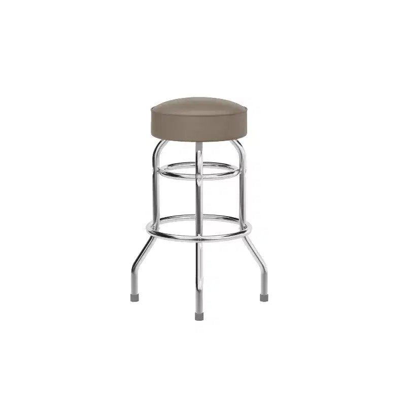 Tabouret de bar/comptoir chromé double anneau sans dossier, style restaurant, rétro