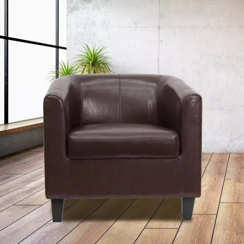 Fauteuil en cuir avec accoudoirs inclinés, fauteuil d'appoint moderne pour salon et bureau