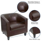Fauteuil en cuir avec accoudoirs inclinés, fauteuil d'appoint moderne pour salon et bureau