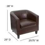 Fauteuil en cuir avec accoudoirs inclinés, fauteuil d'appoint moderne pour salon et bureau