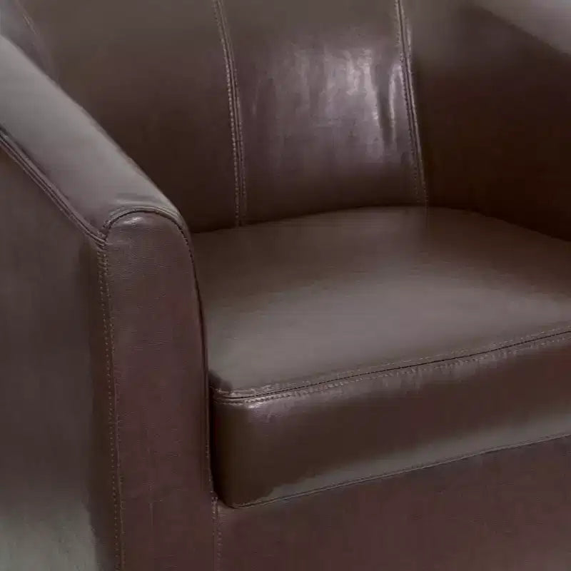 Fauteuil en cuir avec accoudoirs inclinés, fauteuil d'appoint moderne pour salon et bureau