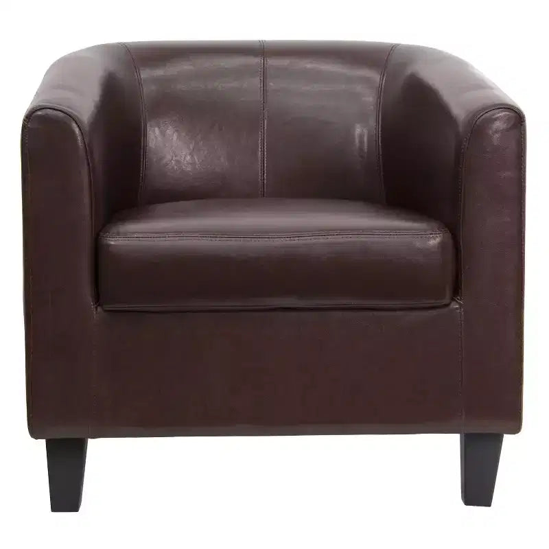 Fauteuil en cuir avec accoudoirs inclinés, fauteuil d'appoint moderne pour salon et bureau