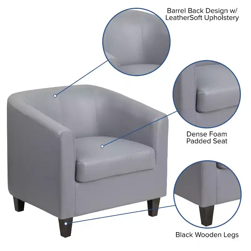 Fauteuil en cuir avec accoudoirs inclinés, fauteuil d'appoint moderne pour salon et bureau