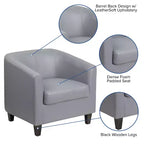 Fauteuil en cuir avec accoudoirs inclinés, fauteuil d'appoint moderne pour salon et bureau