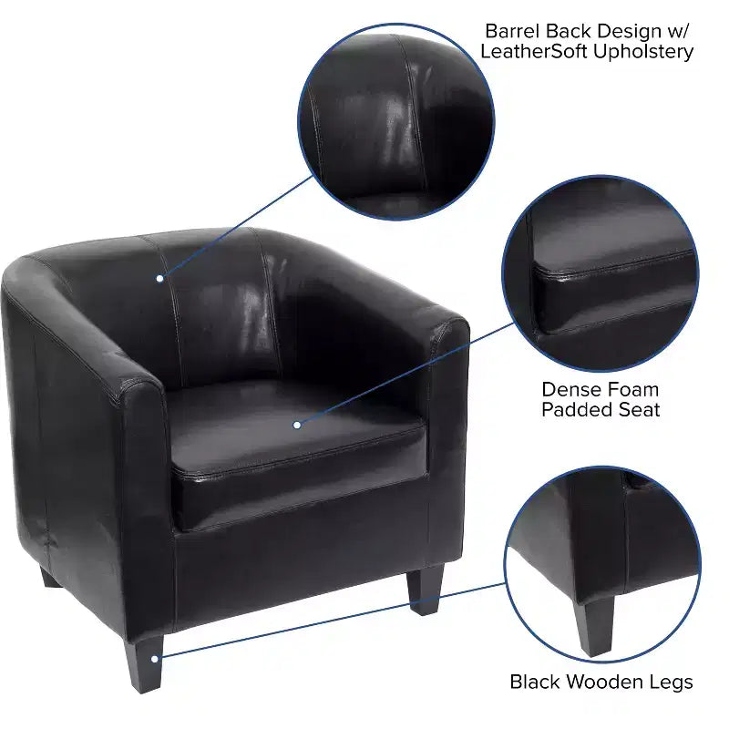 Fauteuil en cuir avec accoudoirs inclinés, fauteuil d'appoint moderne pour salon et bureau