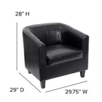 Fauteuil en cuir avec accoudoirs inclinés, fauteuil d'appoint moderne pour salon et bureau