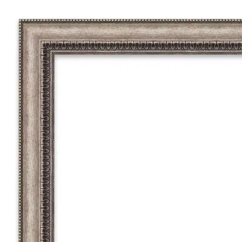 Miroir mural de salle de bain avec cadre orné, finition argentée, miroir décoratif