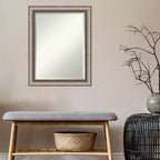 Miroir mural de salle de bain avec cadre orné, finition argentée, miroir décoratif