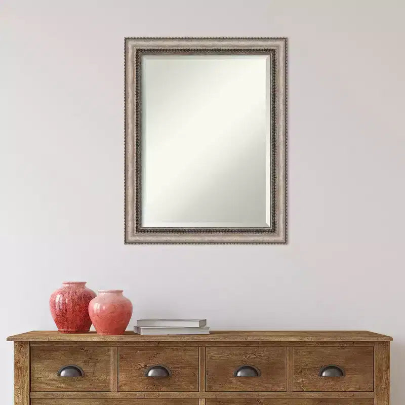 Miroir mural de salle de bain avec cadre orné, finition argentée, miroir décoratif