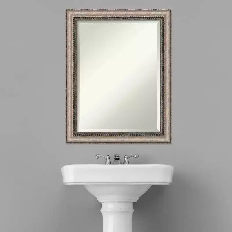 Miroir mural de salle de bain avec cadre orné, finition argentée, miroir décoratif
