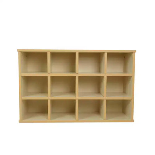 Meuble de rangement 24 casiers pour enfants, stratifié bois d'érable amande, organisateur pour salle de classe et salle de jeux