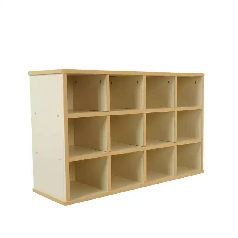 Meuble de rangement 24 casiers pour enfants, stratifié bois d'érable amande, organisateur pour salle de classe et salle de jeux