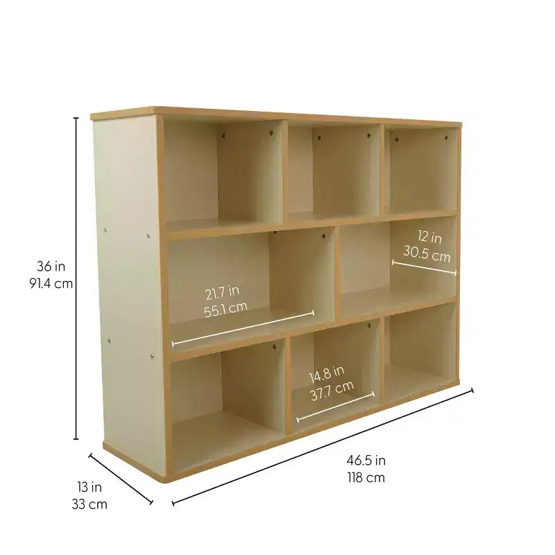 Meuble de rangement 24 casiers pour enfants, stratifié bois d'érable amande, organisateur pour salle de classe et salle de jeux